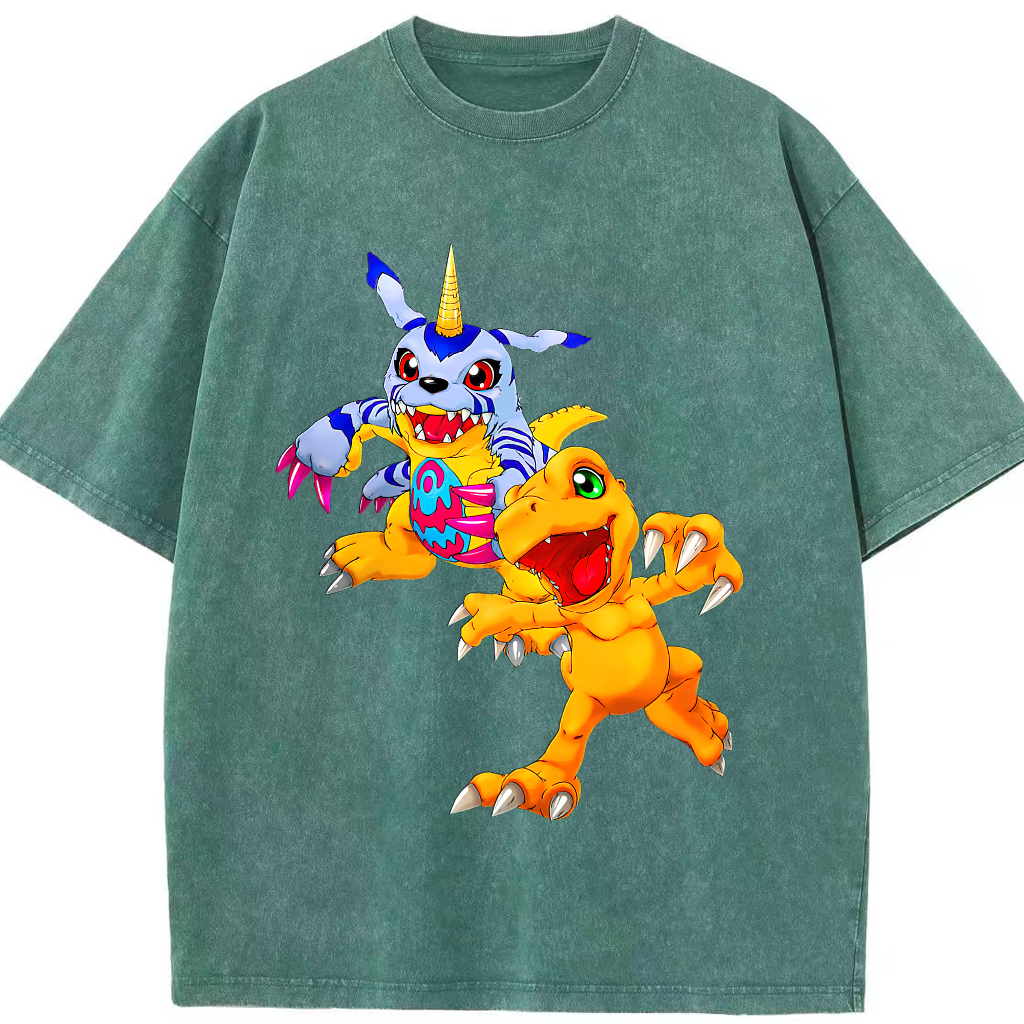 （画像用） Digimon デジタルモンスター/デジモン 綿100% ヴィンテージ風 半袖Tシャツ（フロントプリント）